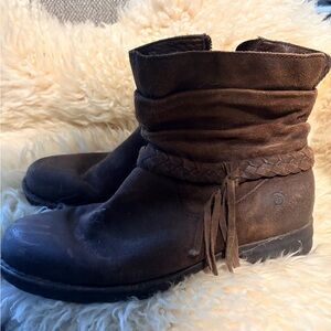 Born Brown Leather Plaid Lined Boots